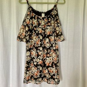 Floral Dress with Cold Shoulder